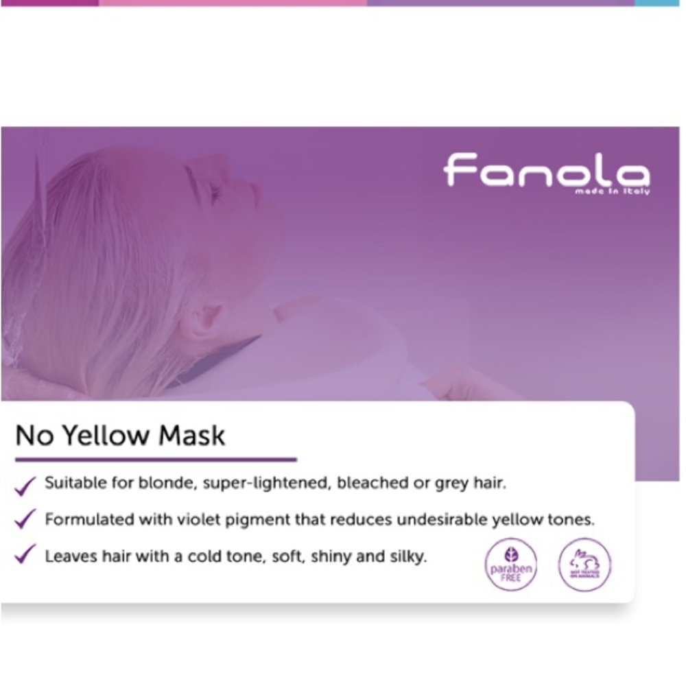NEW [Fanola] No Yellow Mask 100 ml - Neutralize unwanted yellow/brassy tones! - Picture 5 of 6